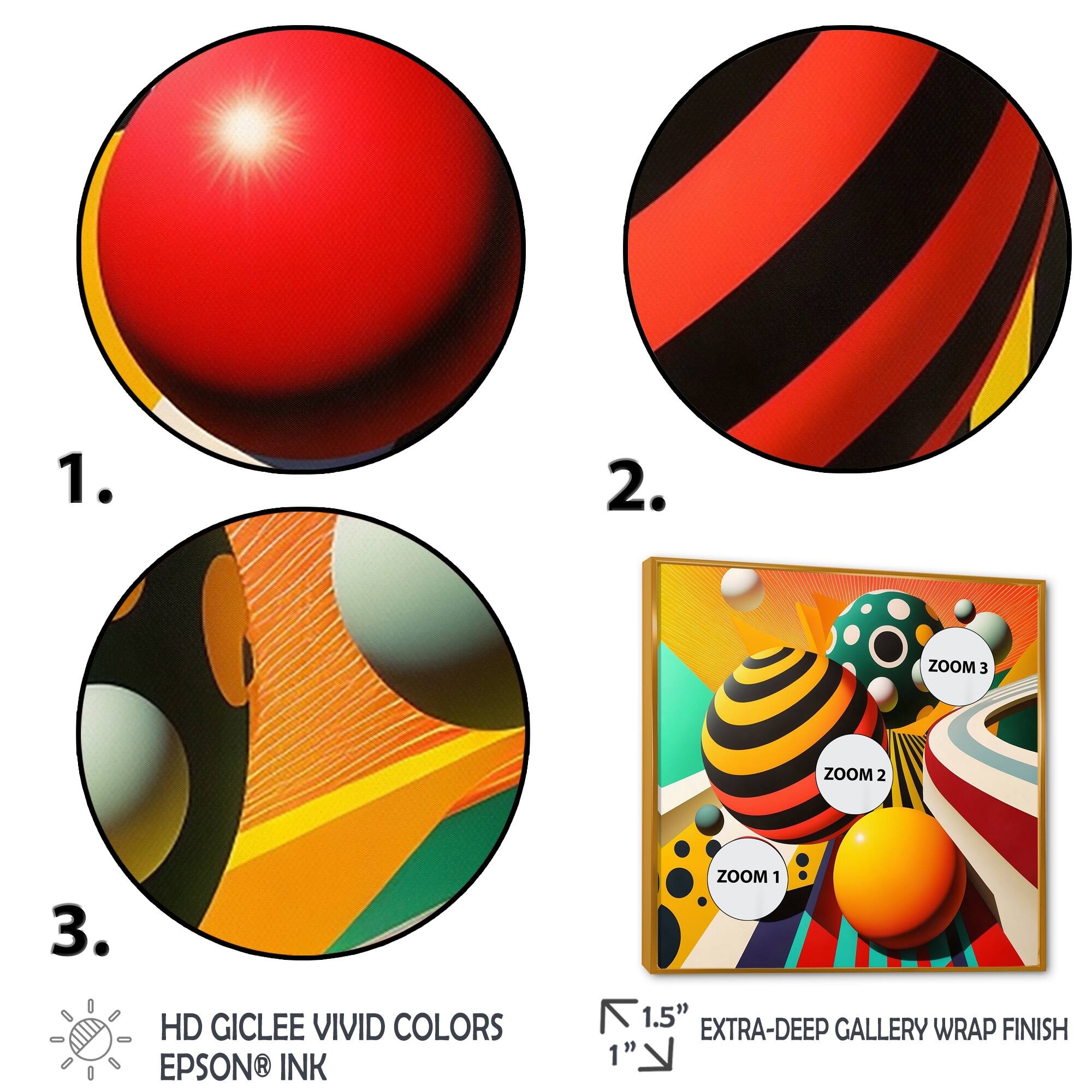 Designart "Pop Art Colorful Spheres I" Modern Geometric Framed Canvas